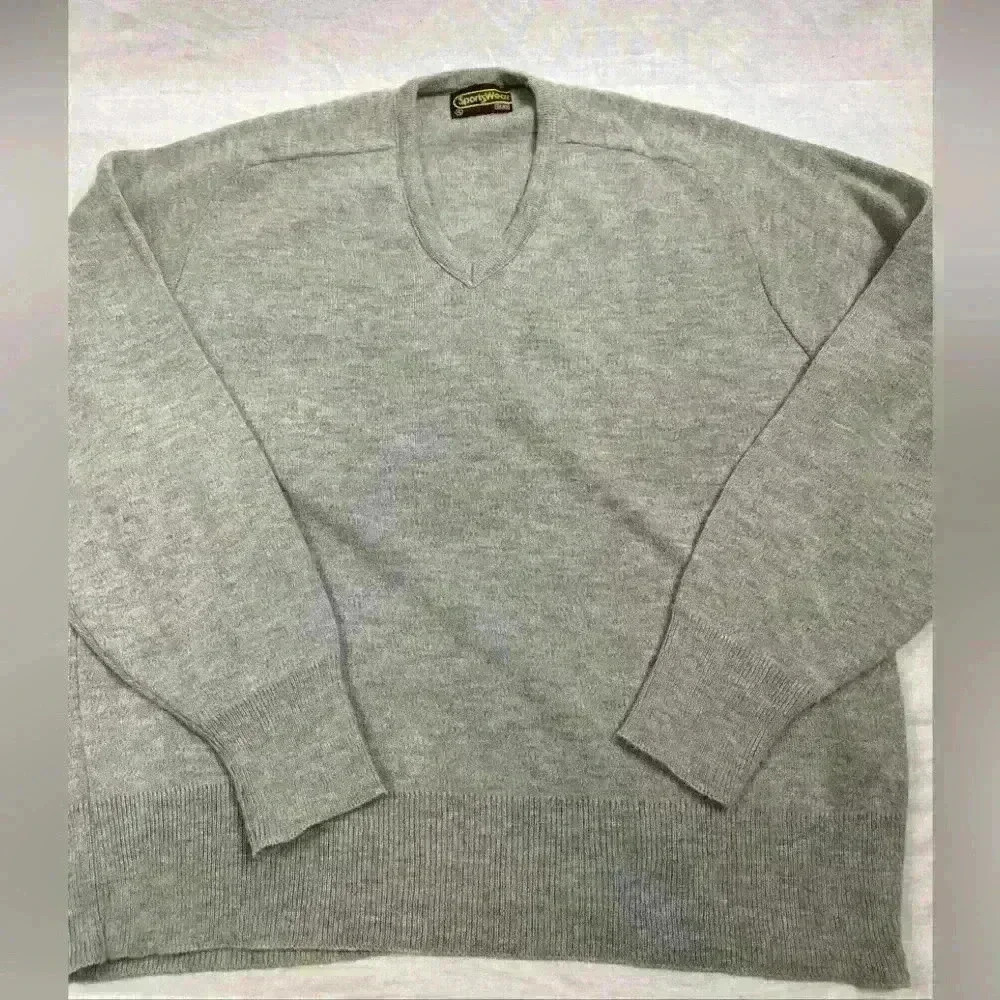 Vintage Sears Sportswear Sweater Mens XLarge Pullover V Neck XL Grey